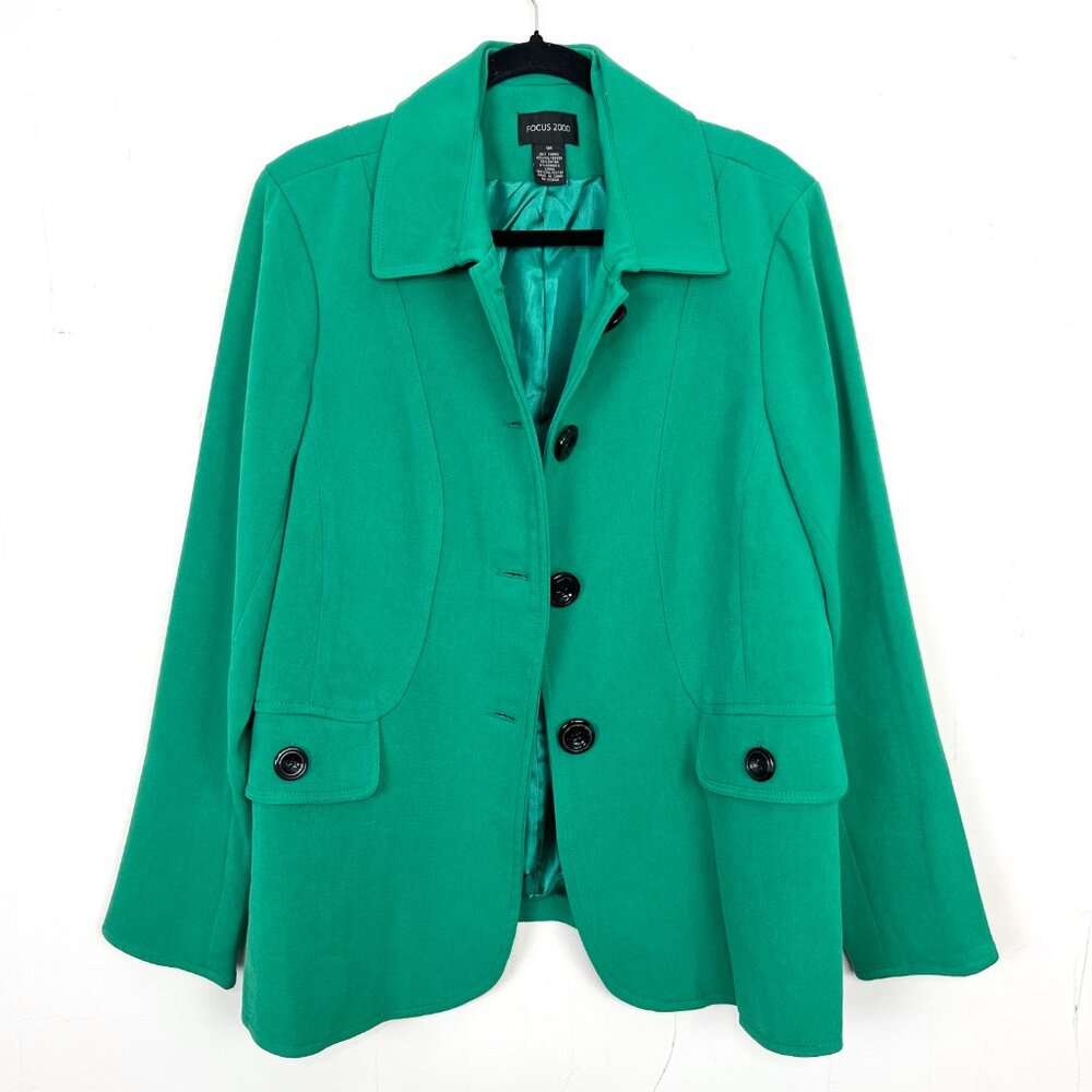 Focus 2000 Kelly‎ Green Jacket Button Front 18W 1X
